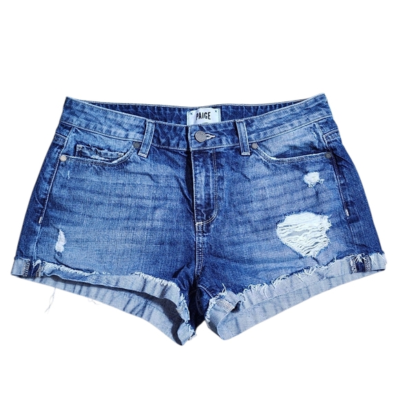 Paige Jimmy Jimmy Denim Distressed Short Womens Size 28 - Picture 1 of 6